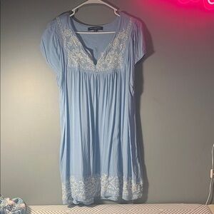 Light Blue Embroidered Mini Dress